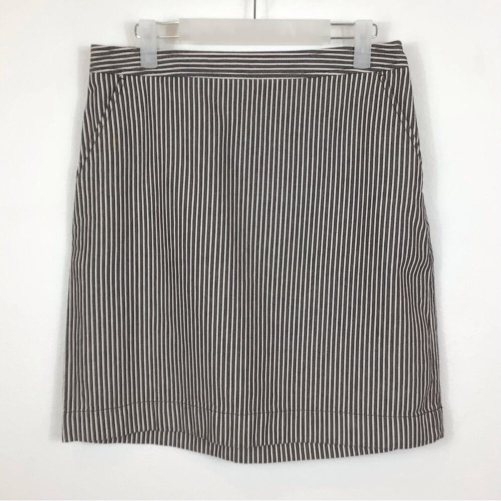LOFT Brown & White Stripe Denim Mini Straight Skirt size 6